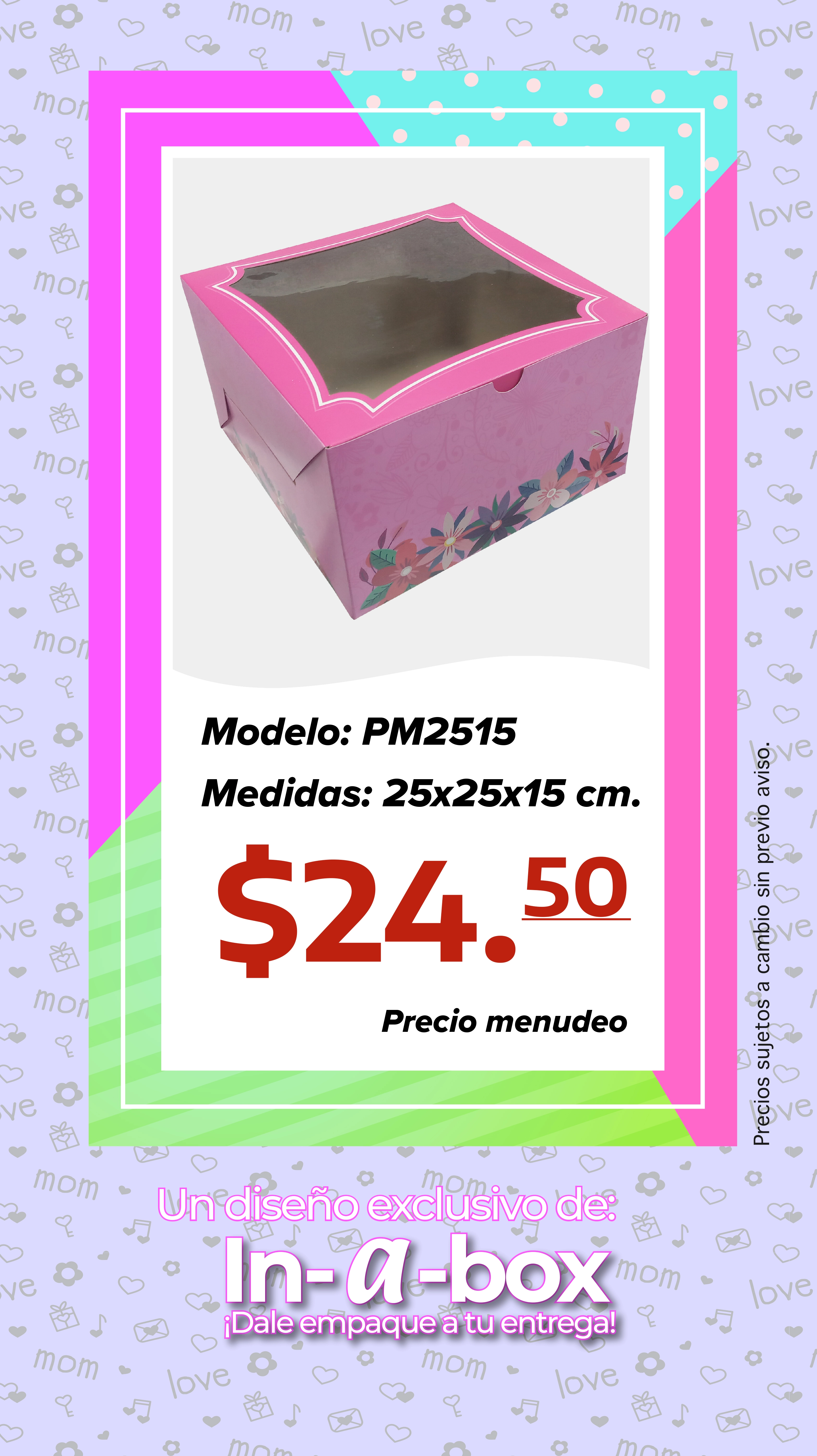 Caja estilo lonchera para bolos o dulces